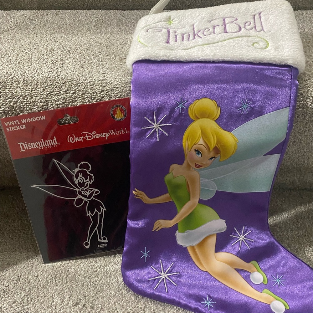 Disney Tinker Bell Purple Stocking with Sticker